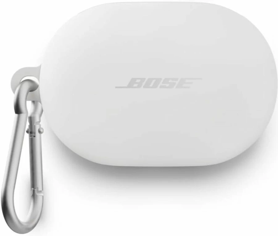 Bose QuietComfort Earbuds Silicone Protective Case with Aluminum Carabiner Clip - Durable Cover for Bose Wireless Earbuds, Secure Black Carrying Holder