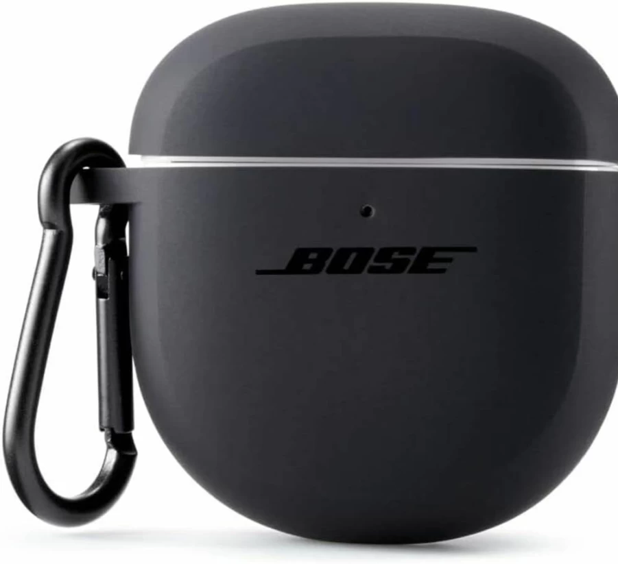 Bose QuietComfort Earbuds II Case Cover - Durable Silicone Protection with Aluminum Carabiner, Triple Black (Official Accessory)