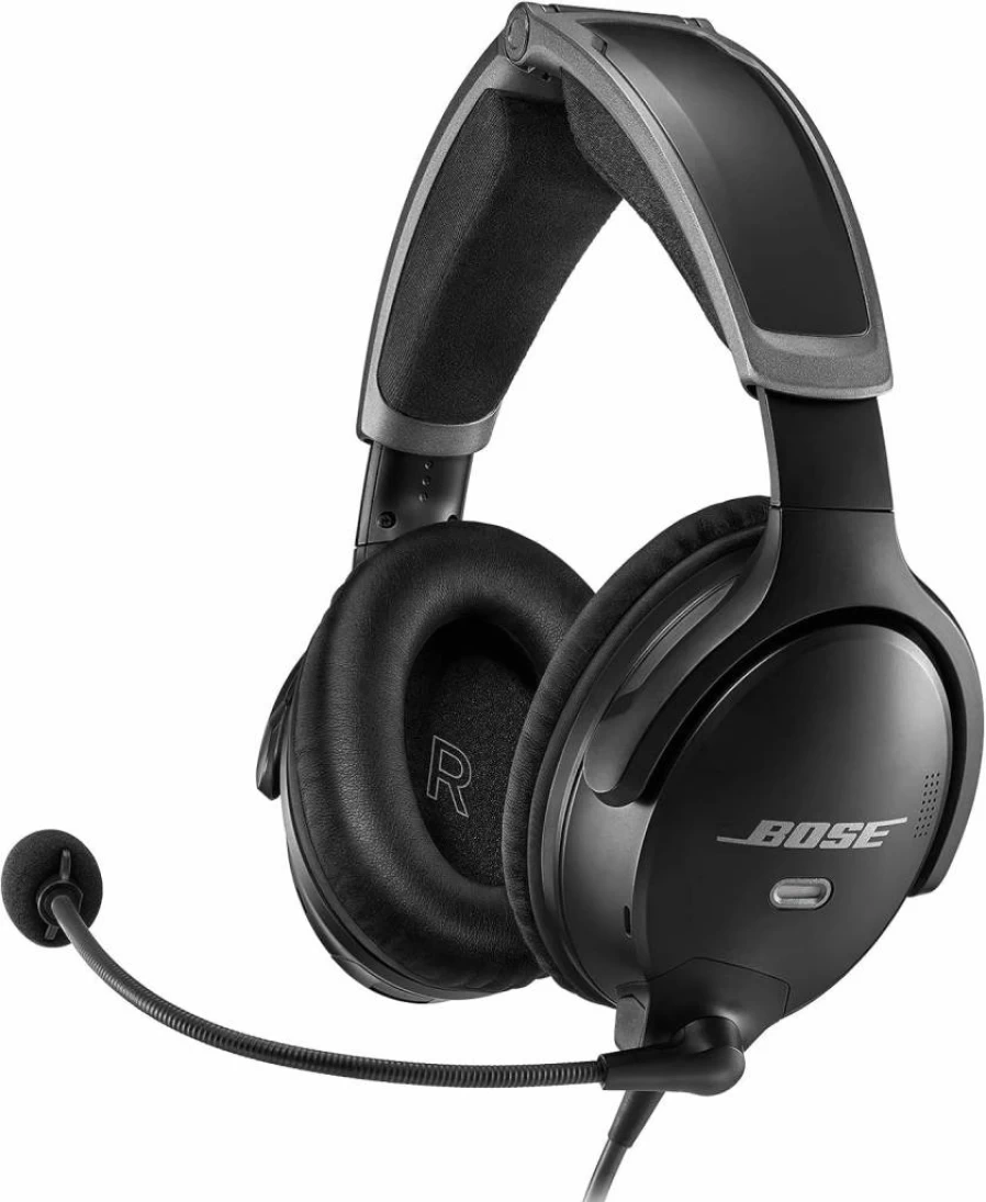 Bose A30 Aviation Headset with Bluetooth – Lightweight, Comfortable Design, Adjustable ANR & Noise Cancelling, Dual Plug (Black) – Premium Pilot Headphones